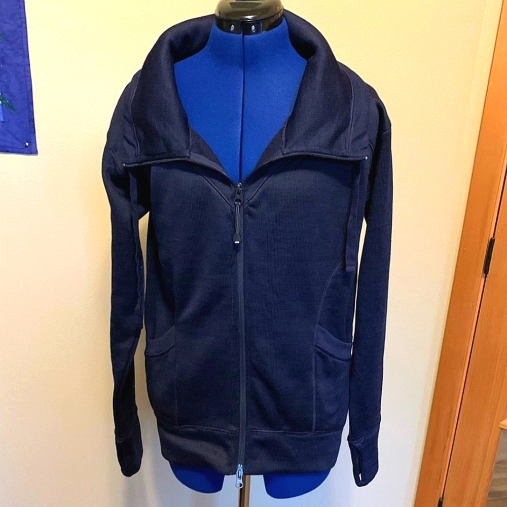 Zella Navy Funnel Neck Zip-up Athletic Jacket, Size Medium - Picture 2 of 7